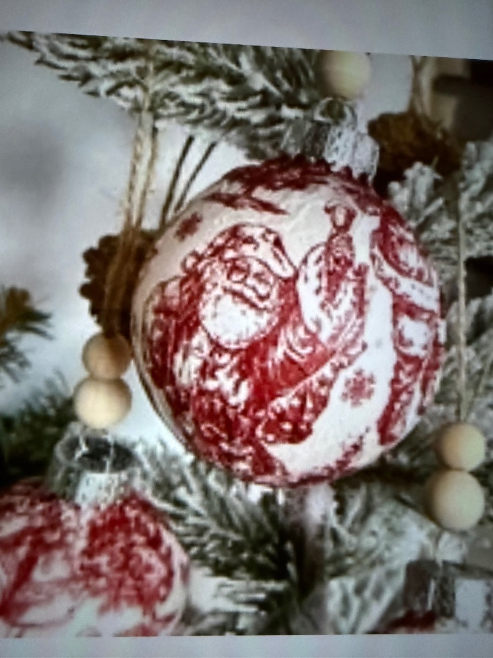 St Nick Christmas Ornament, Handmade Toile Decoupage